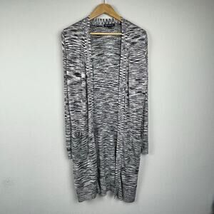 INC Intl‎ Concepts Women's Black Tan Cardigan Duster M Open Front Boho